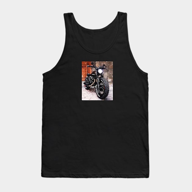 Scrambler Motorcycle, Oil Painting, Bike Drawing, Motorbike Painting, Motorcycle Drawing Tank Top by SW-Longwave